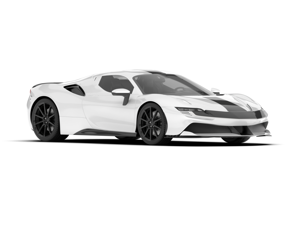 White sport car on transparent background. 3d rendering - illustration png