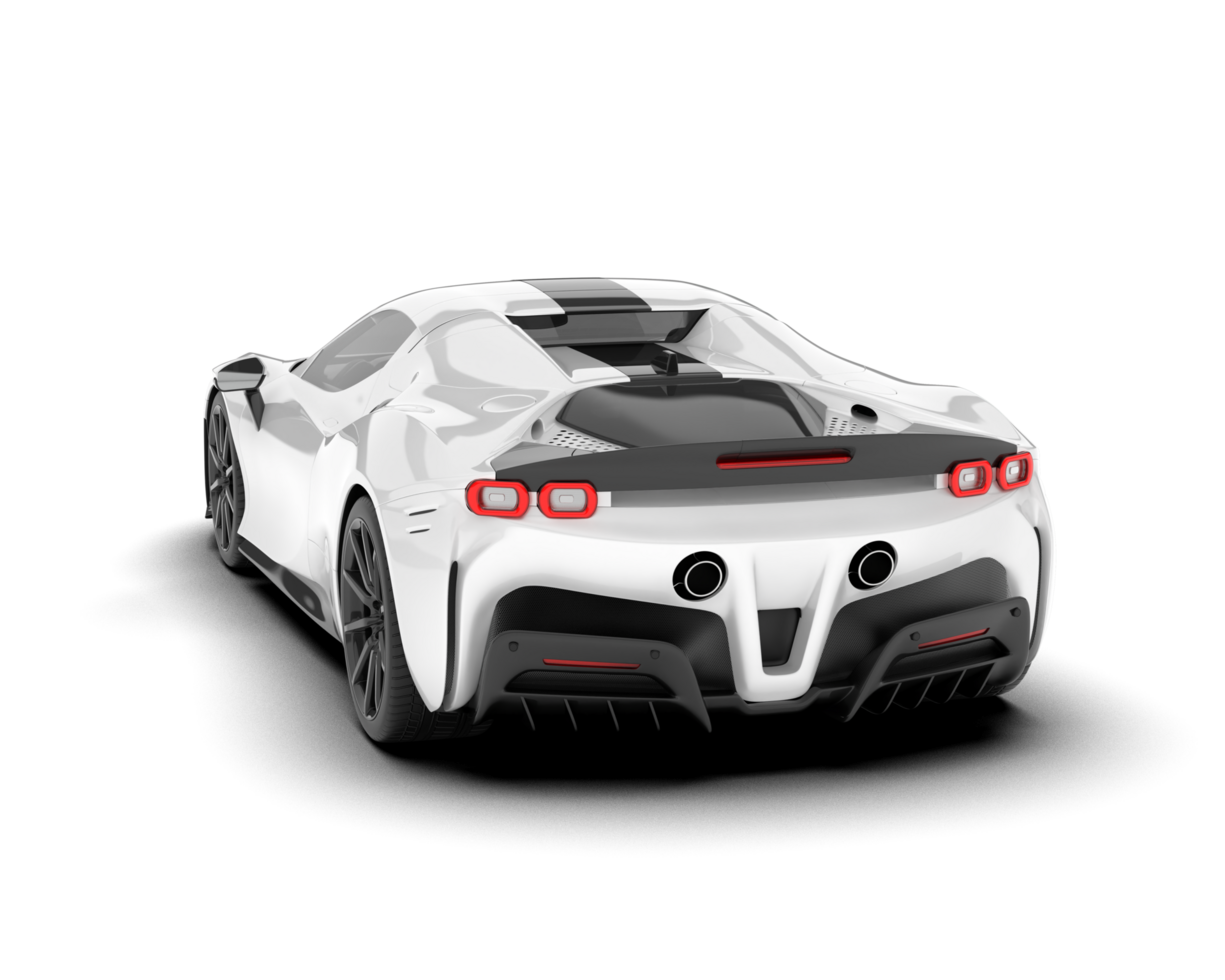 White sport car on transparent background. 3d rendering - illustration png
