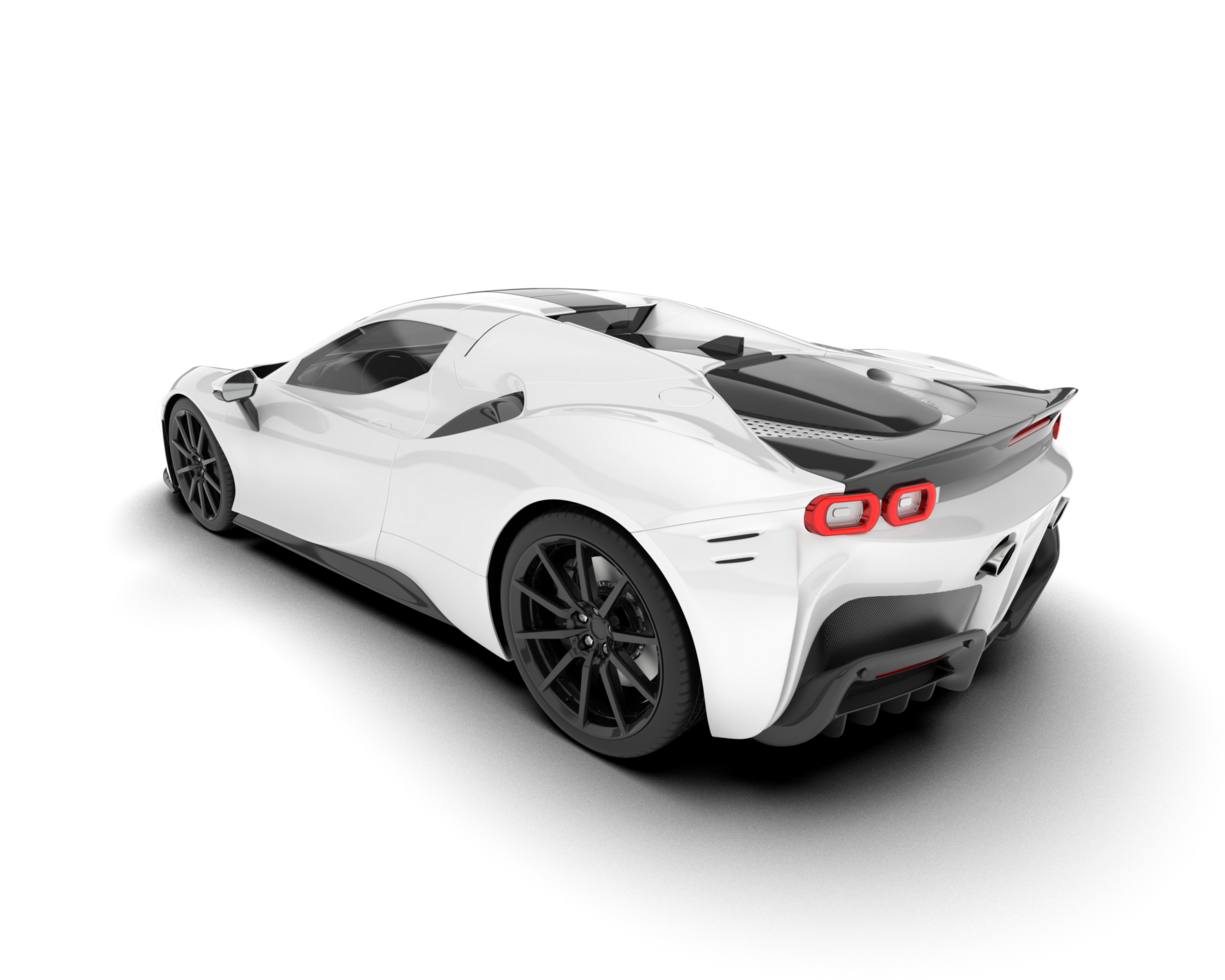 White sport car on transparent background. 3d rendering - illustration png