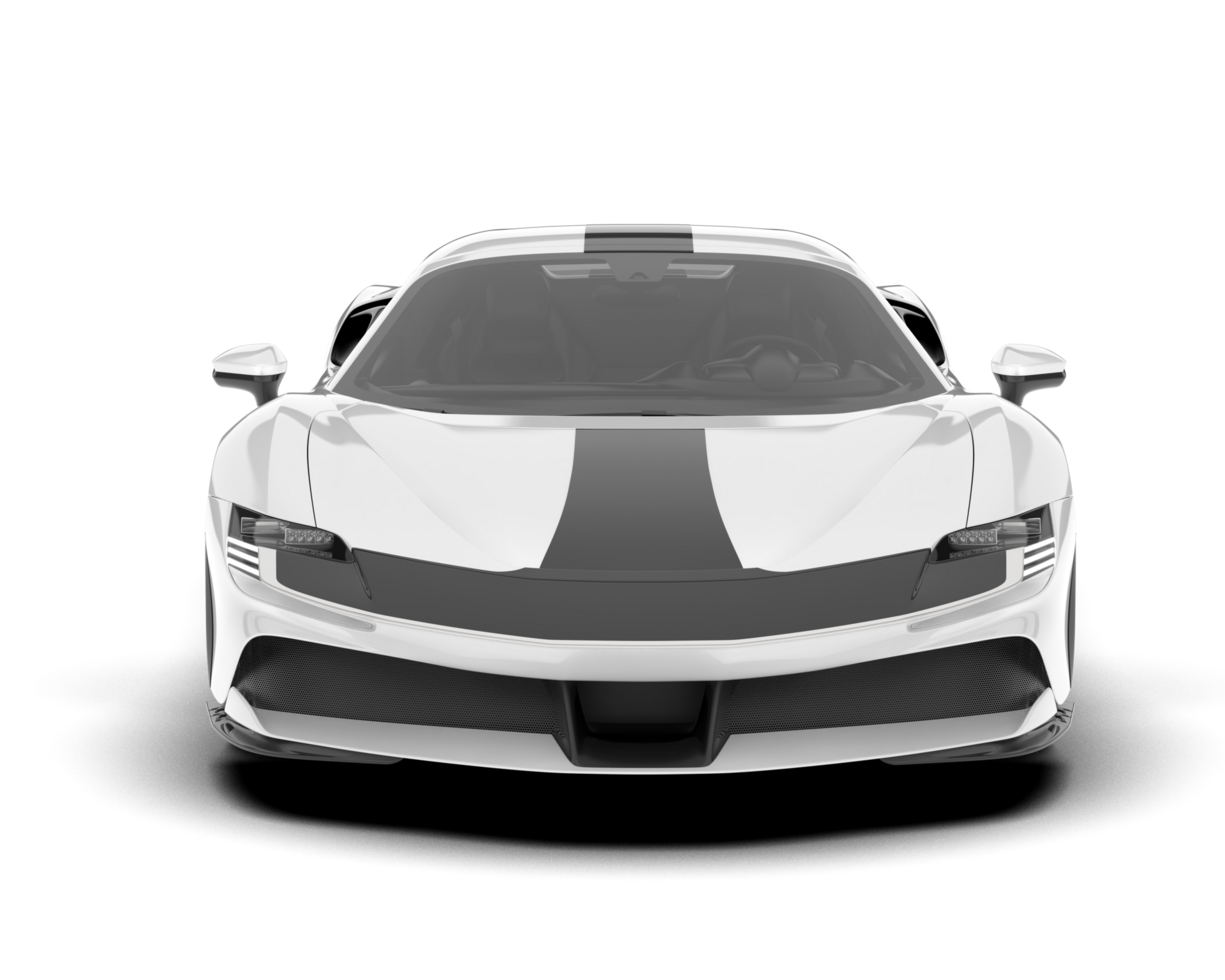 White sport car on transparent background. 3d rendering - illustration png