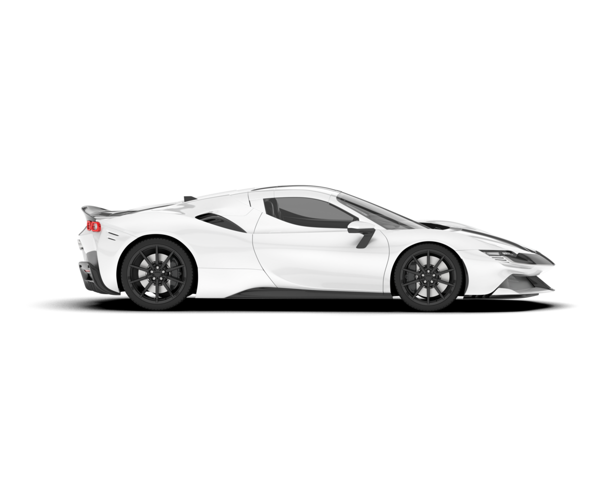 White sport car on transparent background. 3d rendering - illustration png