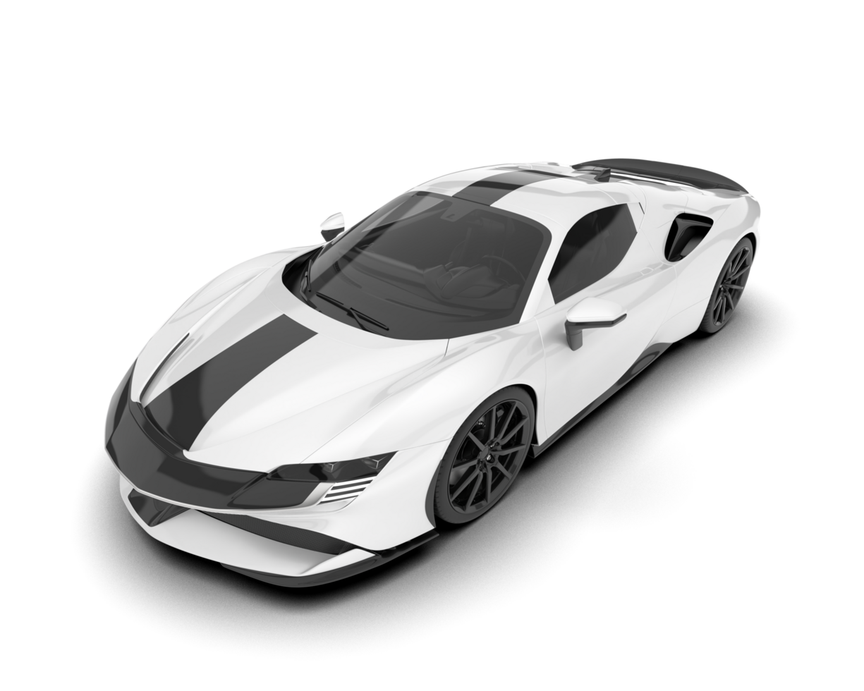 White sport car on transparent background. 3d rendering - illustration png