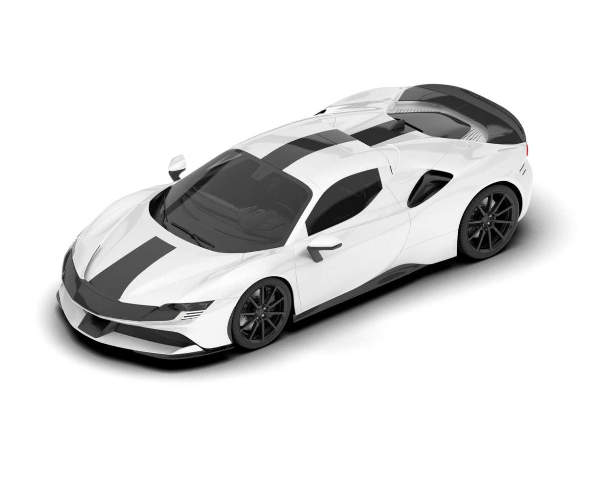 White sport car on transparent background. 3d rendering - illustration png