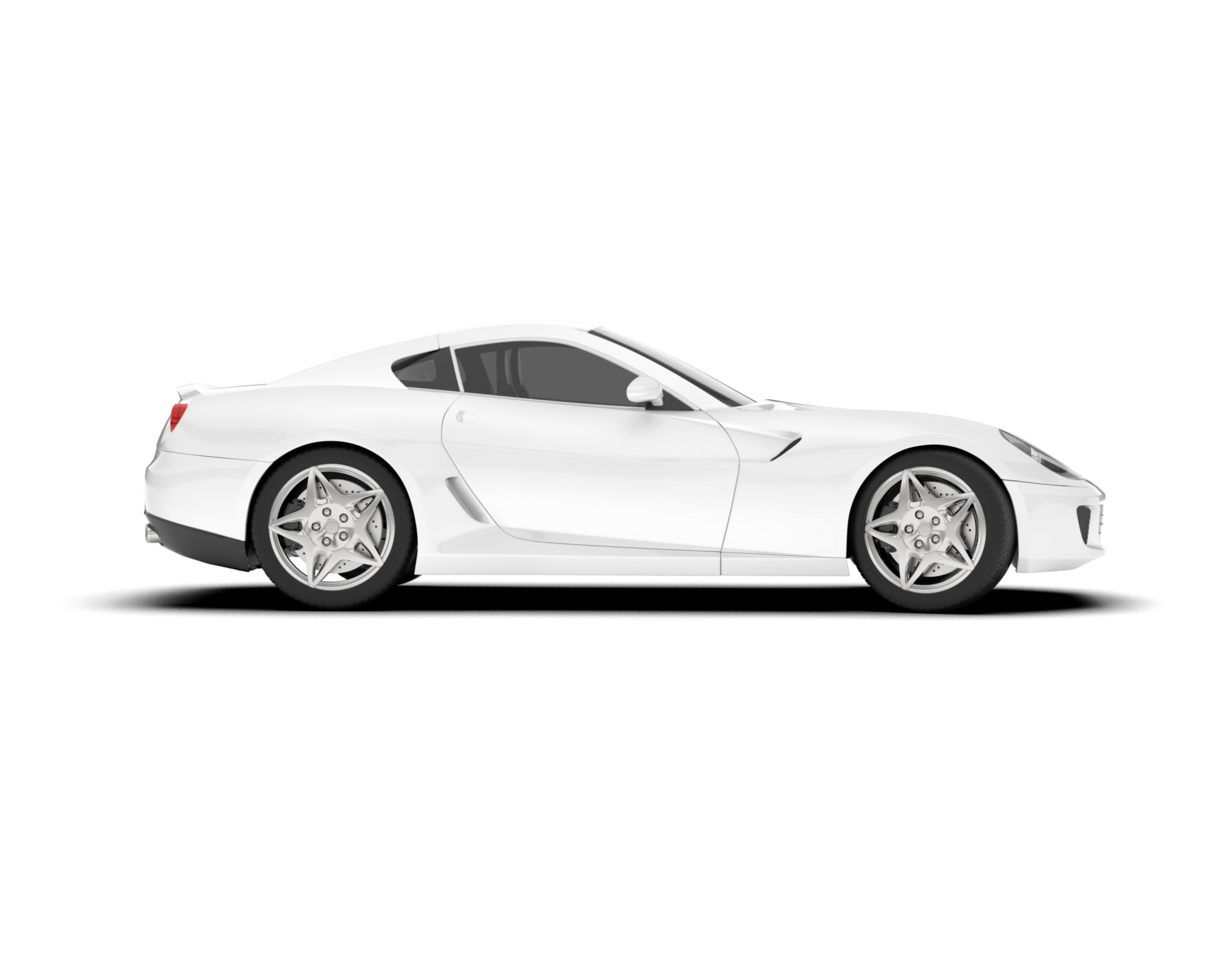 White sport car on transparent background. 3d rendering - illustration png