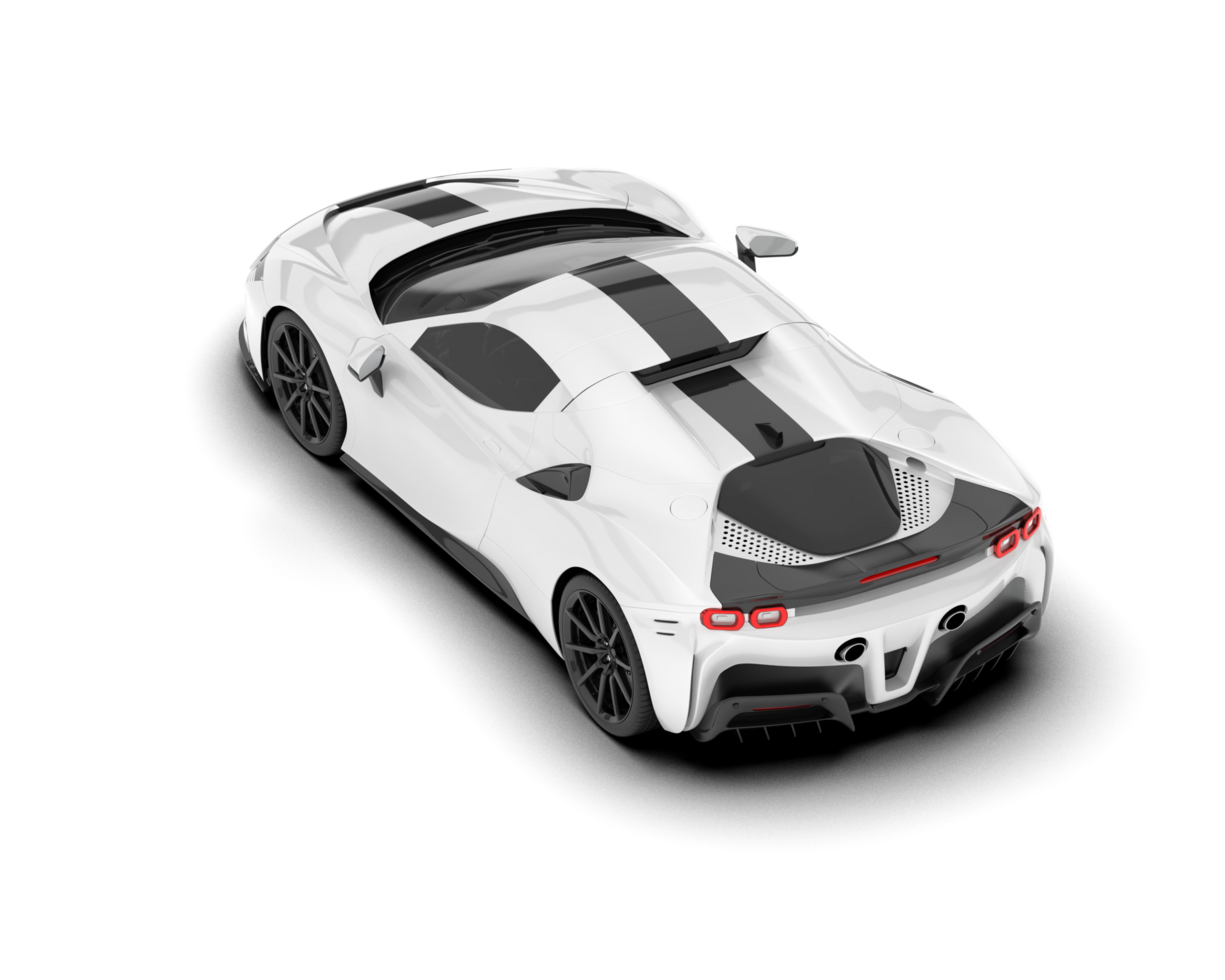 White sport car on transparent background. 3d rendering - illustration png