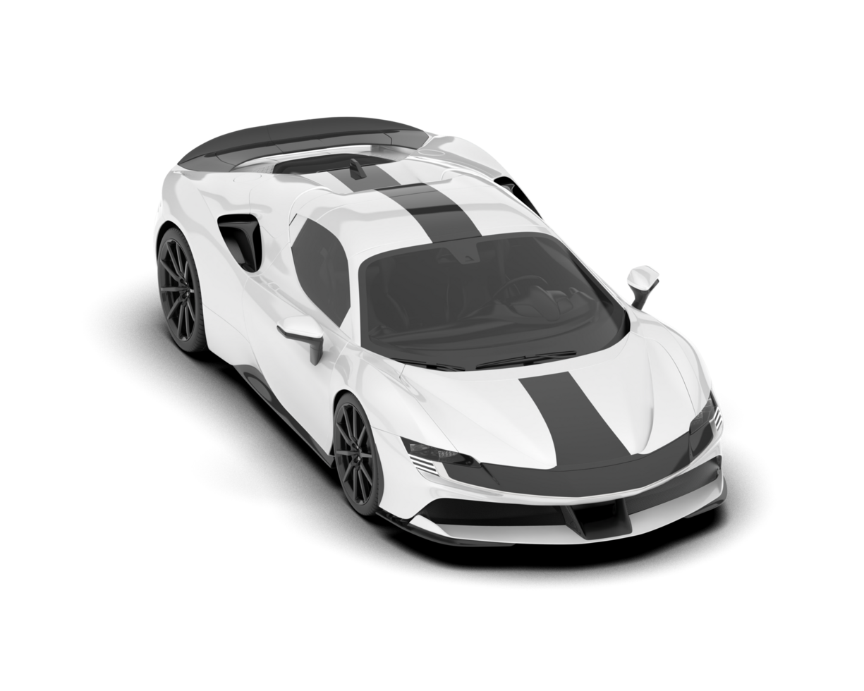 White sport car on transparent background. 3d rendering - illustration png