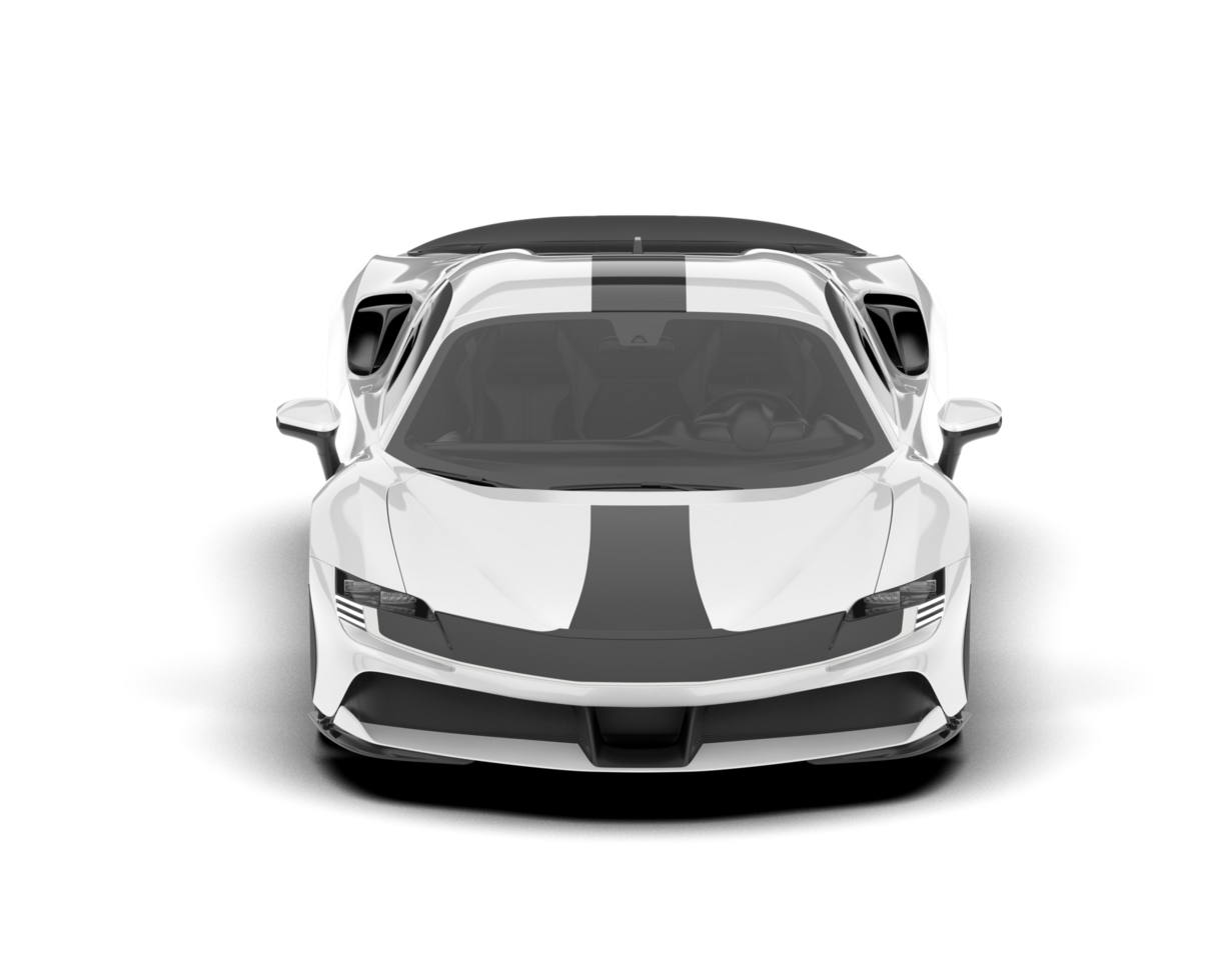 White sport car on transparent background. 3d rendering - illustration png