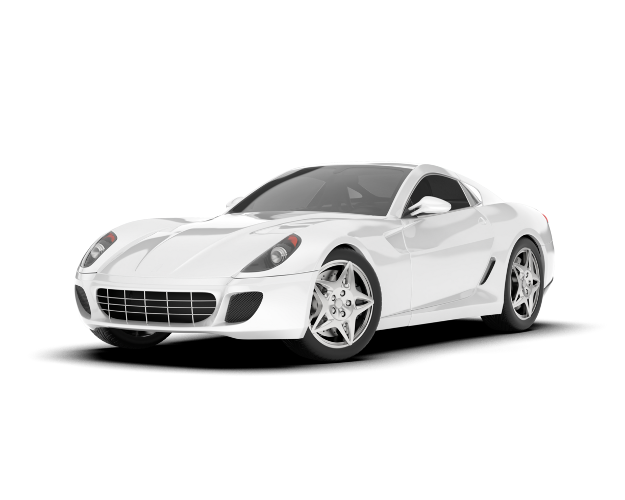 White sport car on transparent background. 3d rendering - illustration png