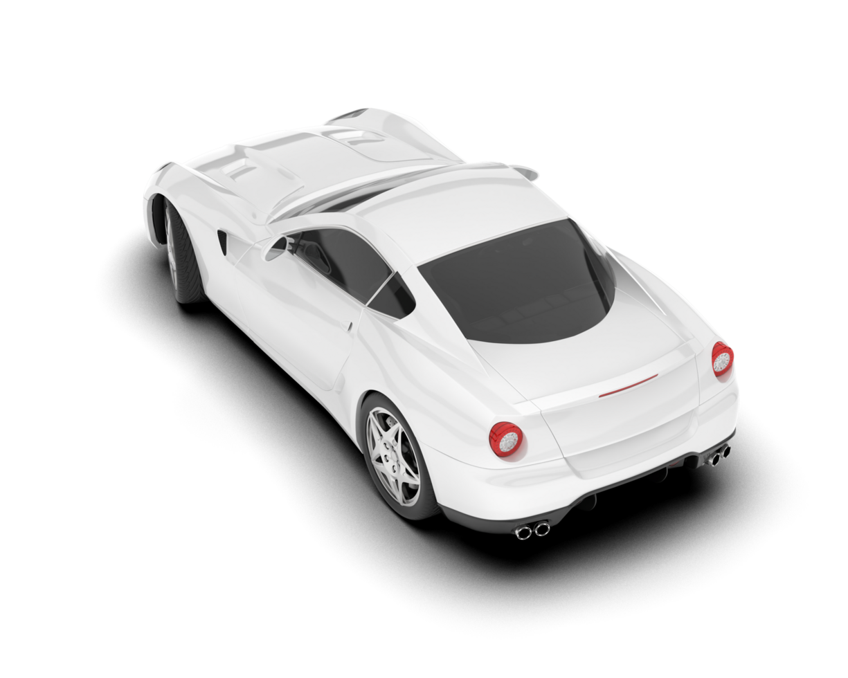 White sport car on transparent background. 3d rendering - illustration png