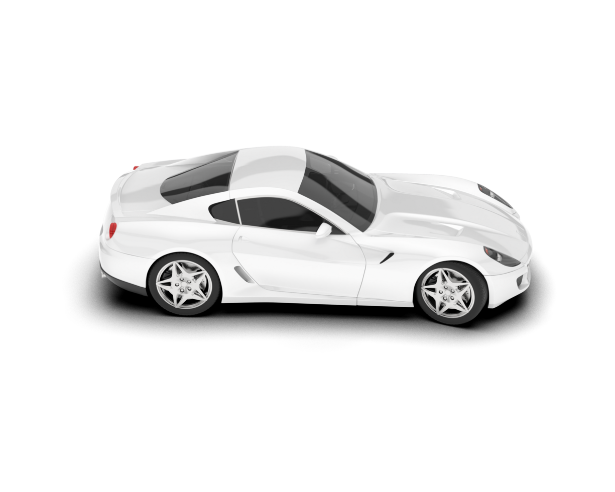 White sport car on transparent background. 3d rendering - illustration png