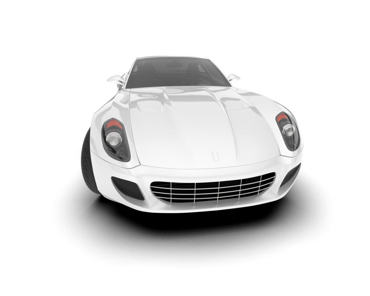 White sport car on transparent background. 3d rendering - illustration png