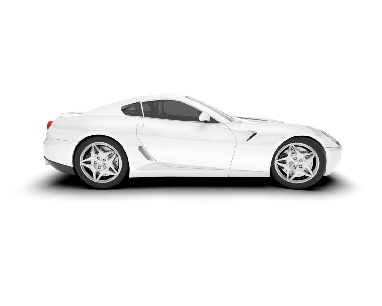 White sport car on transparent background. 3d rendering - illustration png