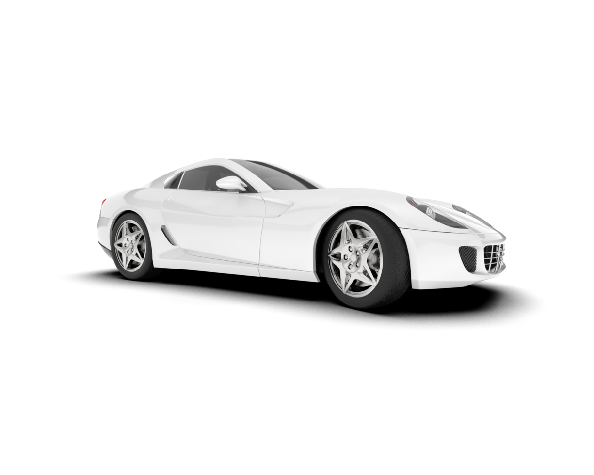 White sport car on transparent background. 3d rendering - illustration png