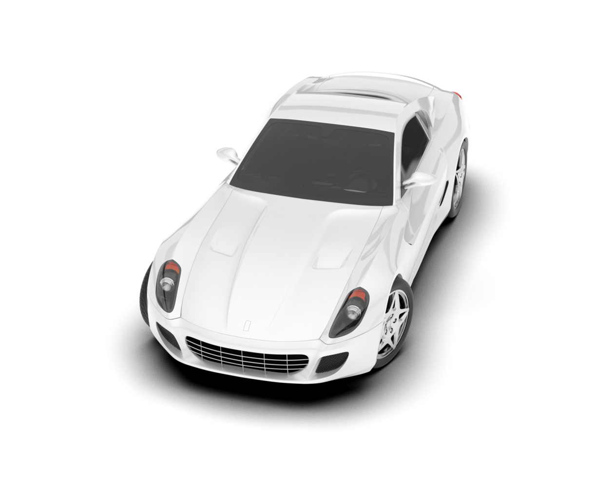 White sport car on transparent background. 3d rendering - illustration png