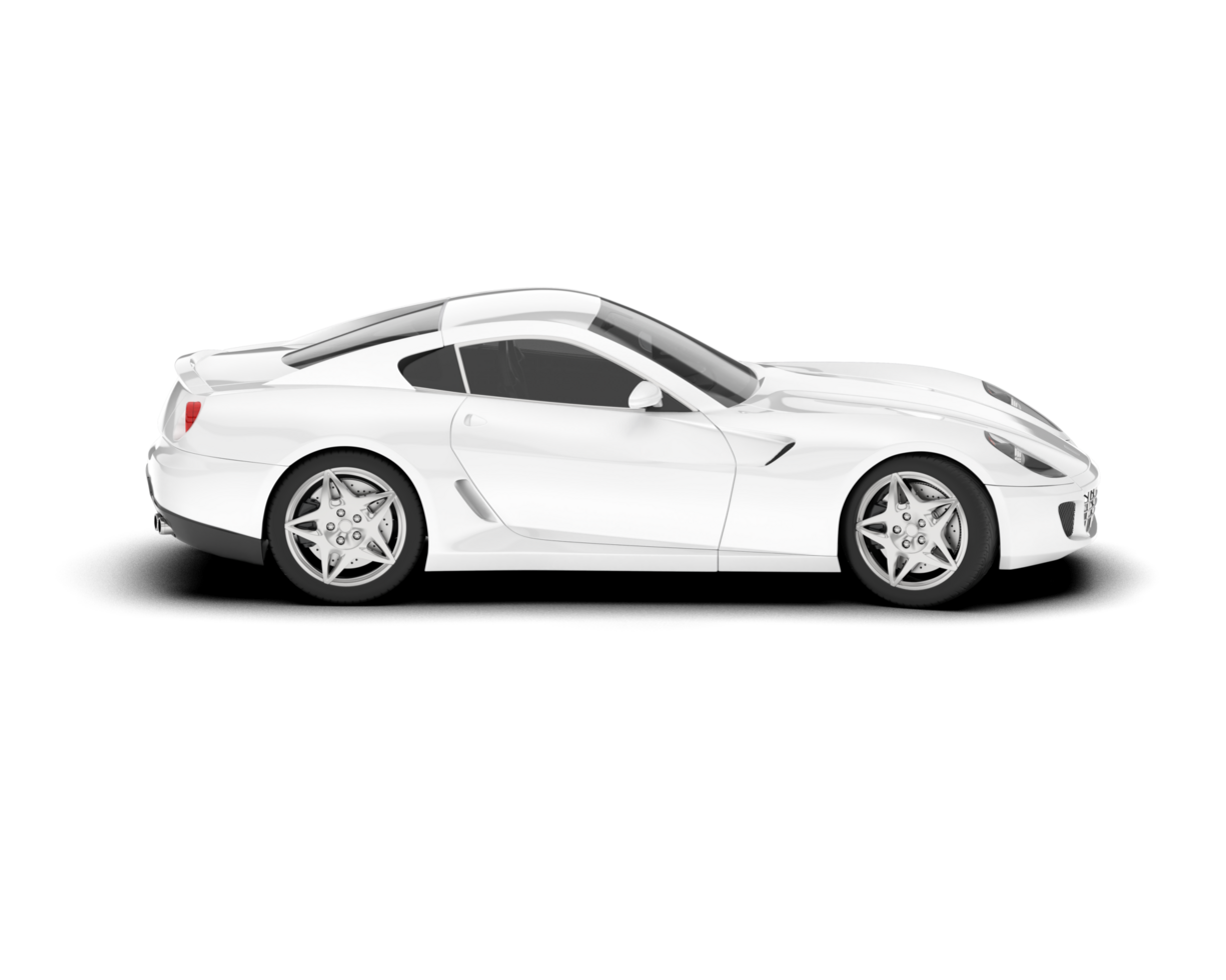 White sport car on transparent background. 3d rendering - illustration png