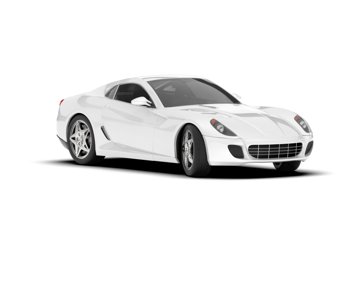 White sport car on transparent background. 3d rendering - illustration png