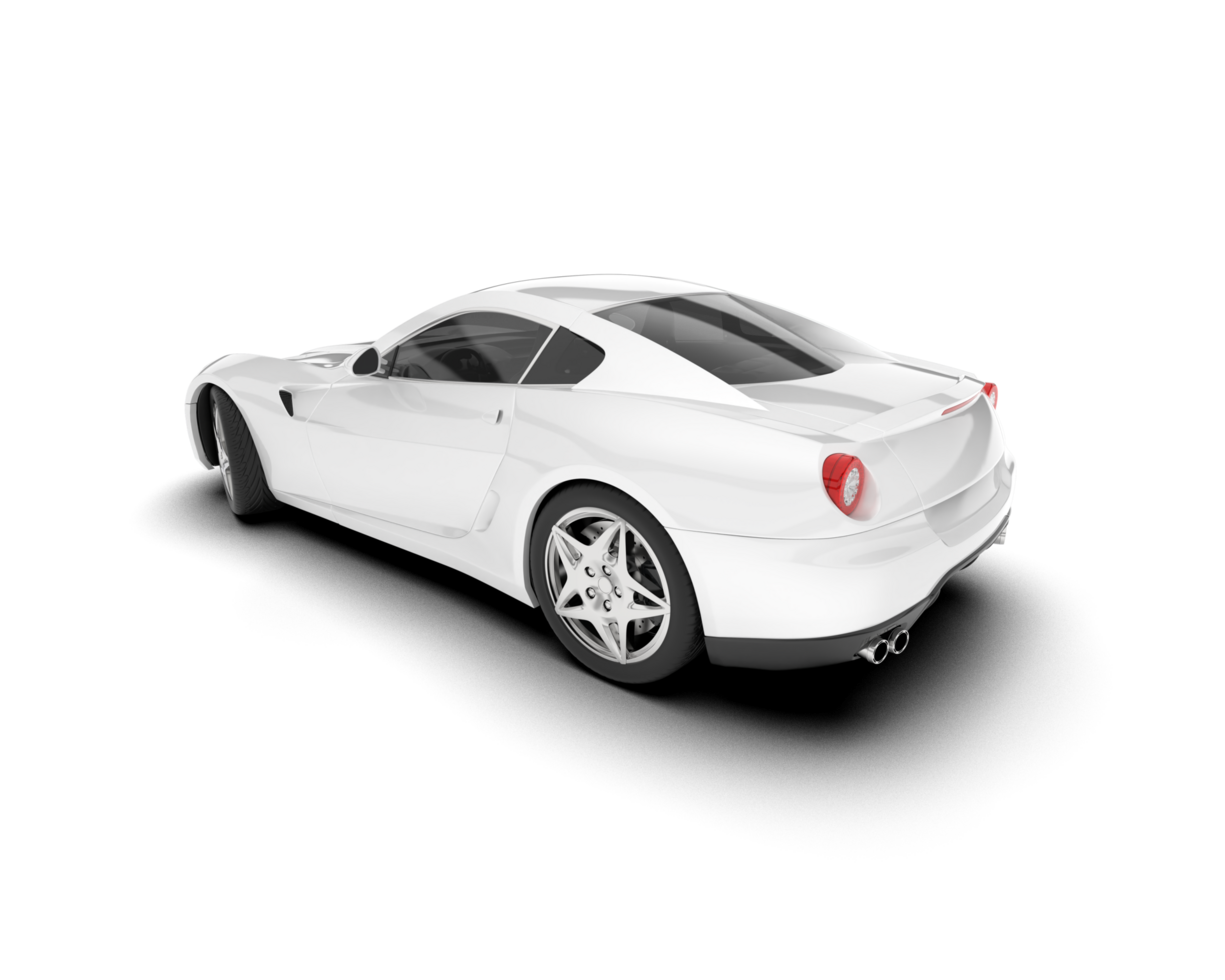 White sport car on transparent background. 3d rendering - illustration png