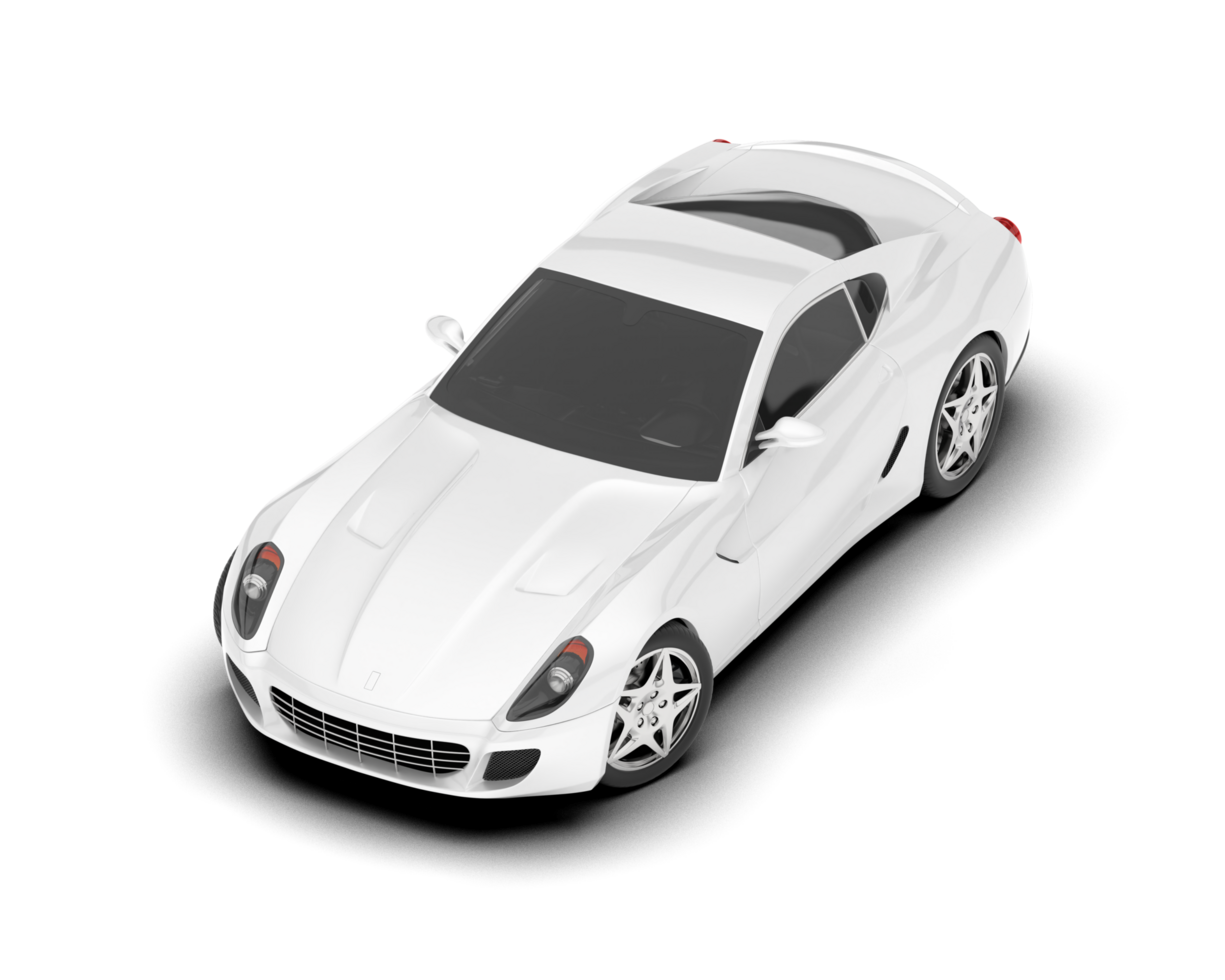 White sport car on transparent background. 3d rendering - illustration png