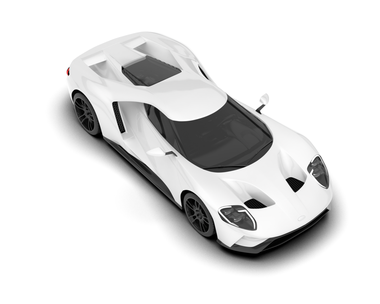 White sport car on transparent background. 3d rendering - illustration png