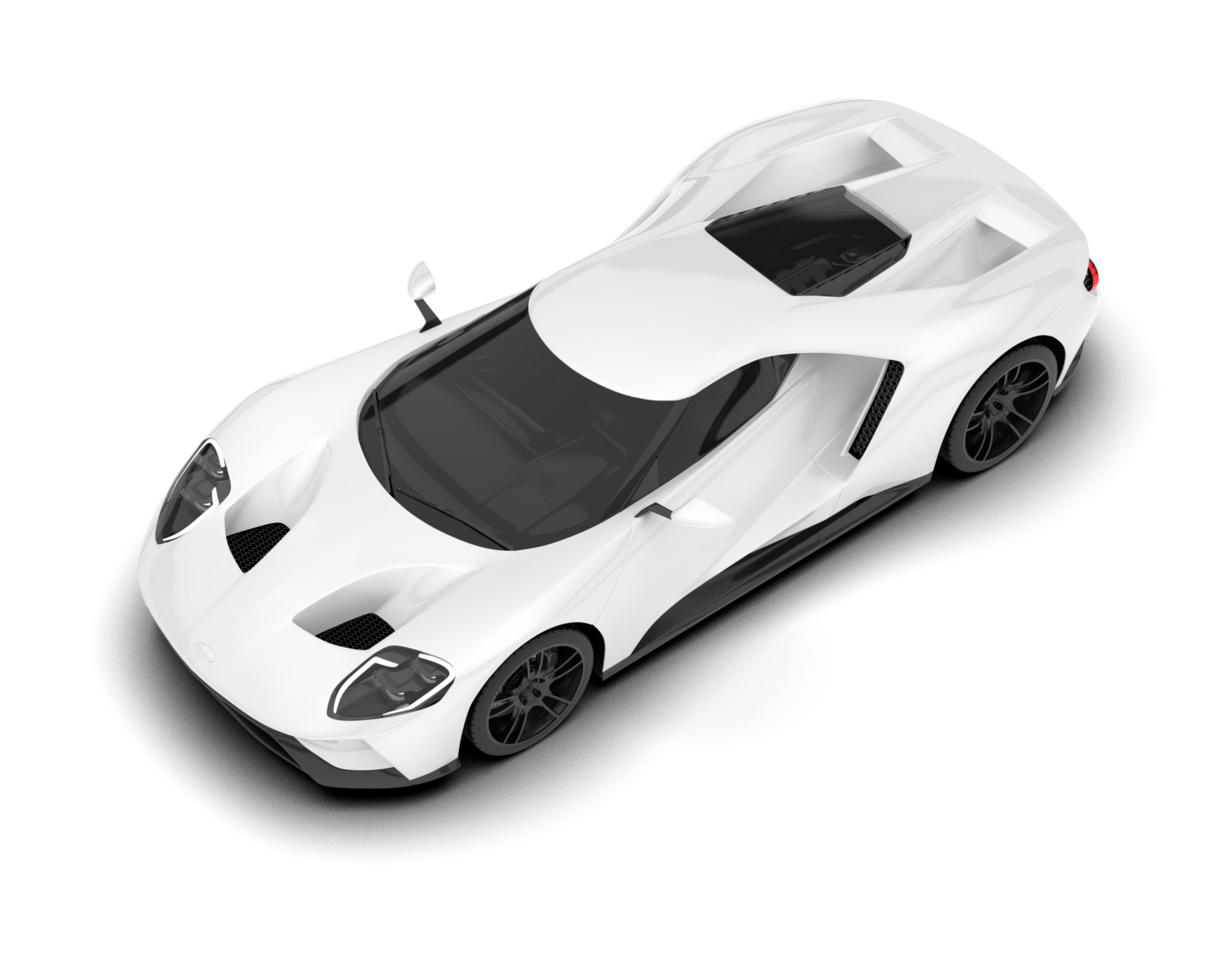White sport car on transparent background. 3d rendering - illustration png