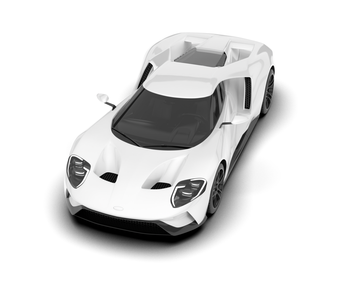 White sport car on transparent background. 3d rendering - illustration png