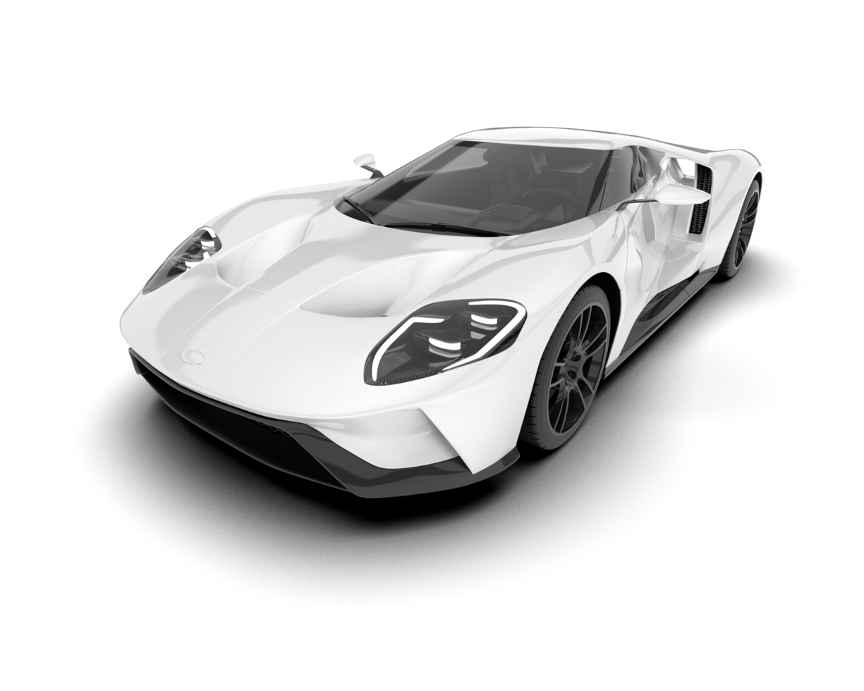 White sport car on transparent background. 3d rendering - illustration png