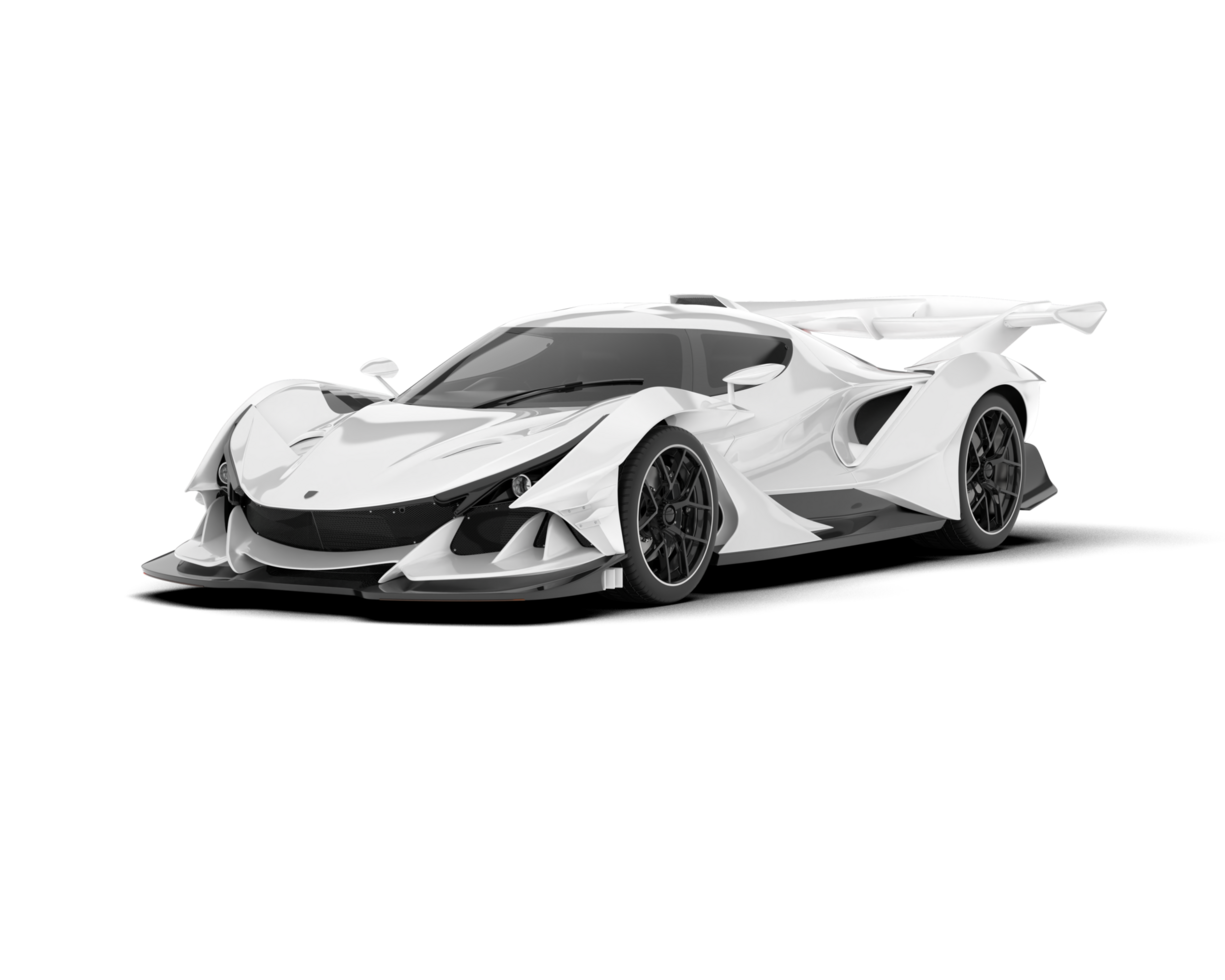 White sport car on transparent background. 3d rendering - illustration png