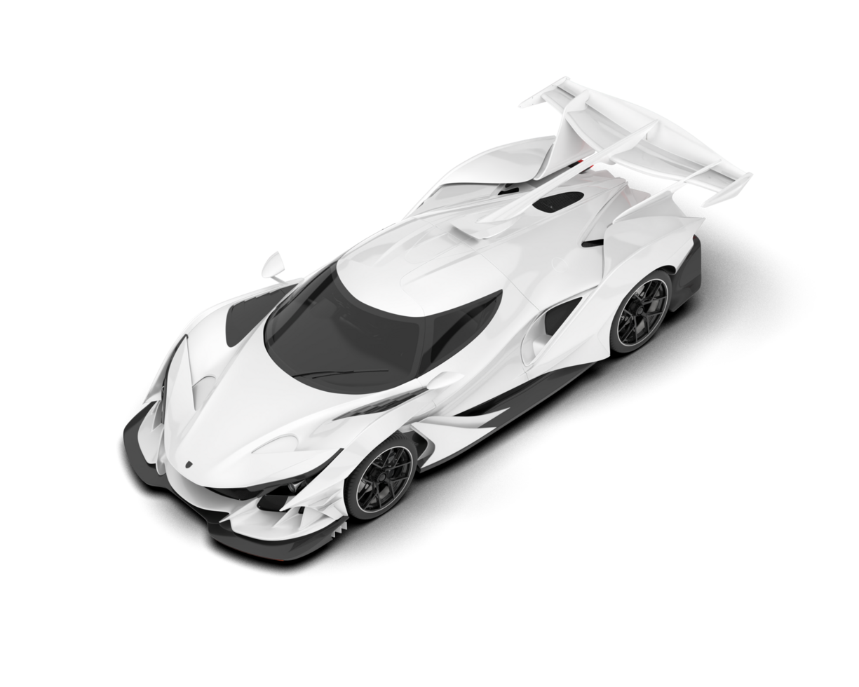 White sport car on transparent background. 3d rendering - illustration png