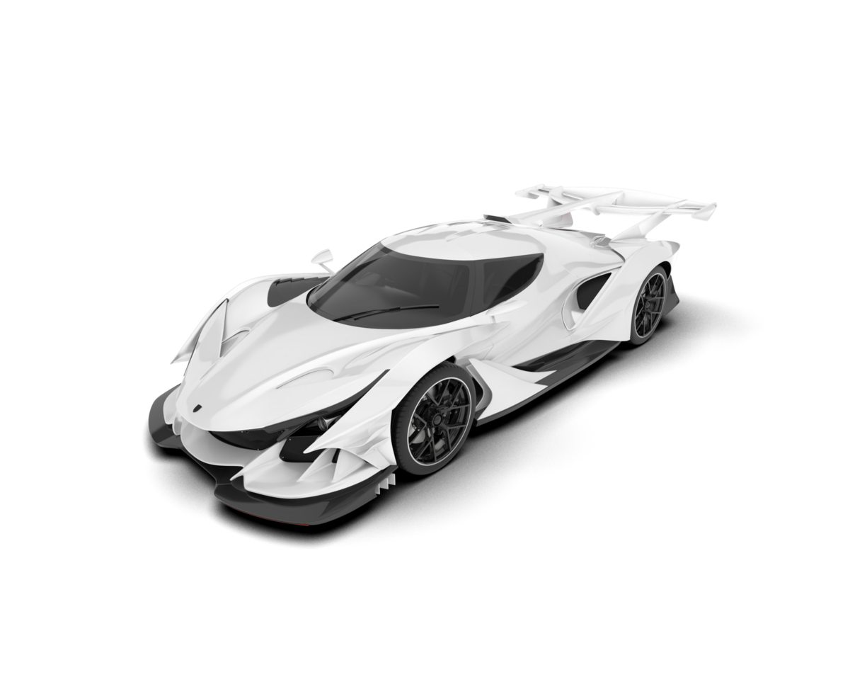 White sport car on transparent background. 3d rendering - illustration png