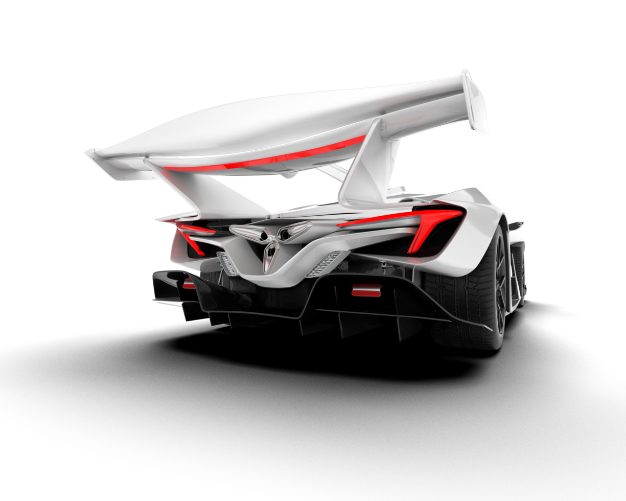 White sport car on transparent background. 3d rendering - illustration png