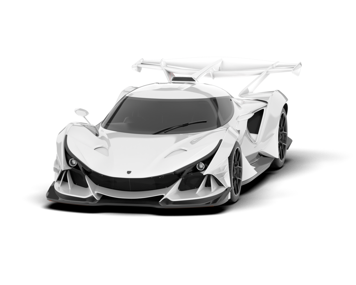 White sport car on transparent background. 3d rendering - illustration png