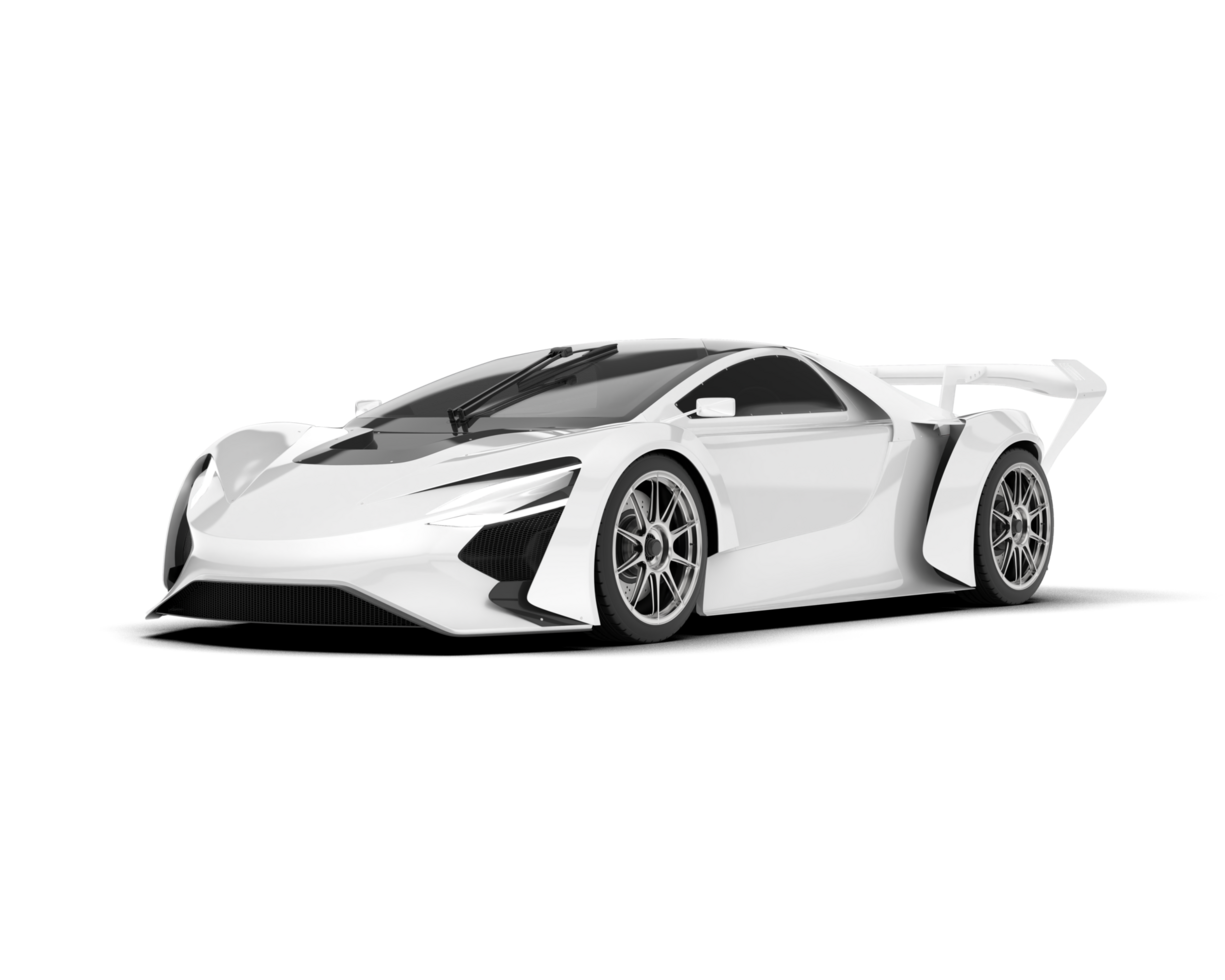 White sport car on transparent background. 3d rendering - illustration png