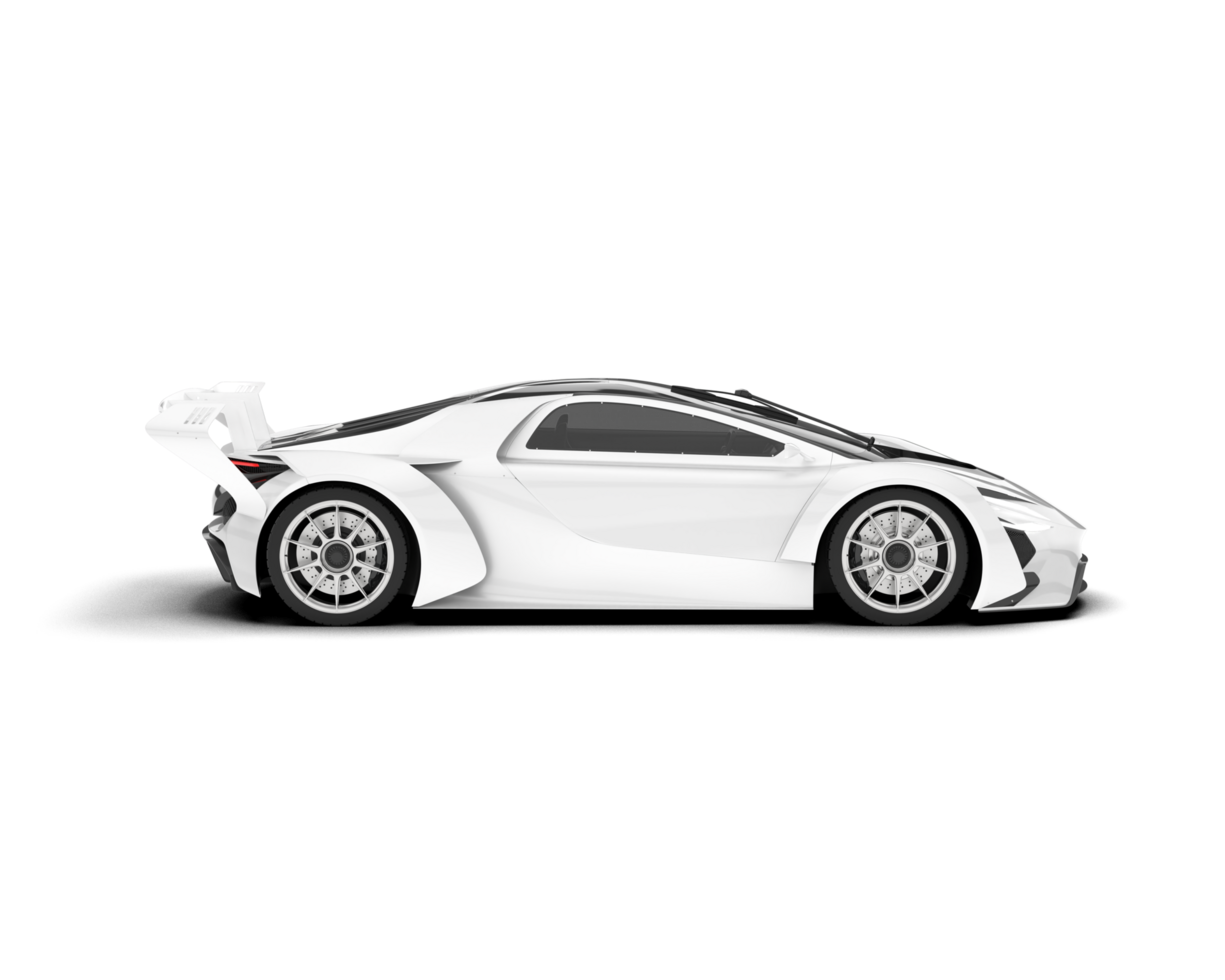 White sport car on transparent background. 3d rendering - illustration png