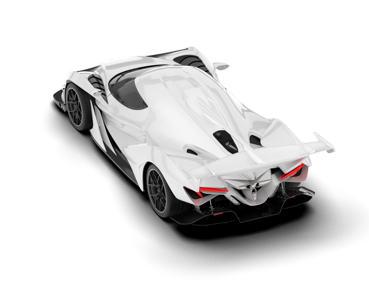 White sport car on transparent background. 3d rendering - illustration png