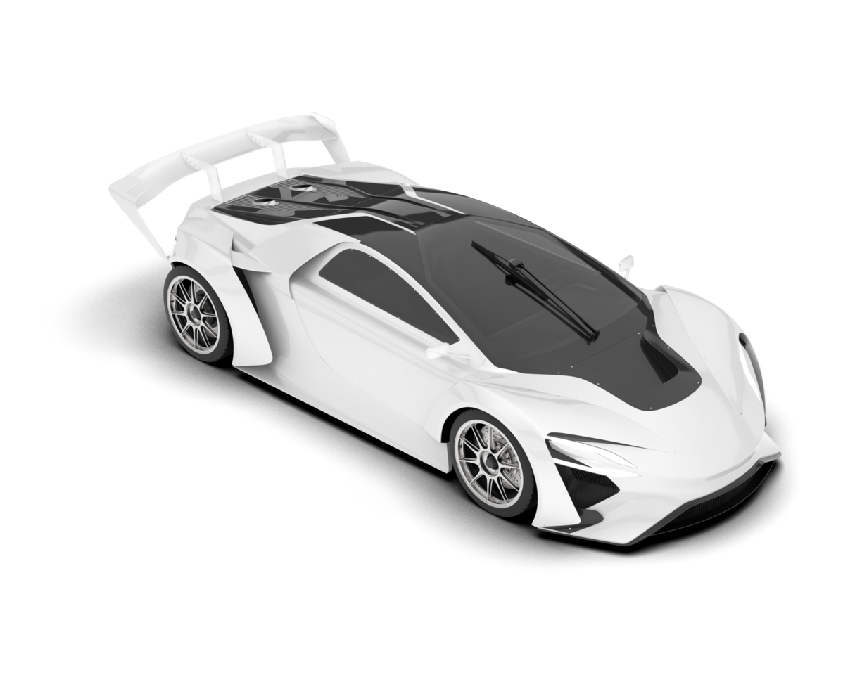 White sport car on transparent background. 3d rendering - illustration png