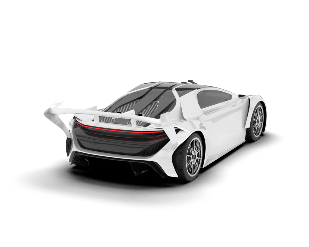 White sport car on transparent background. 3d rendering - illustration png