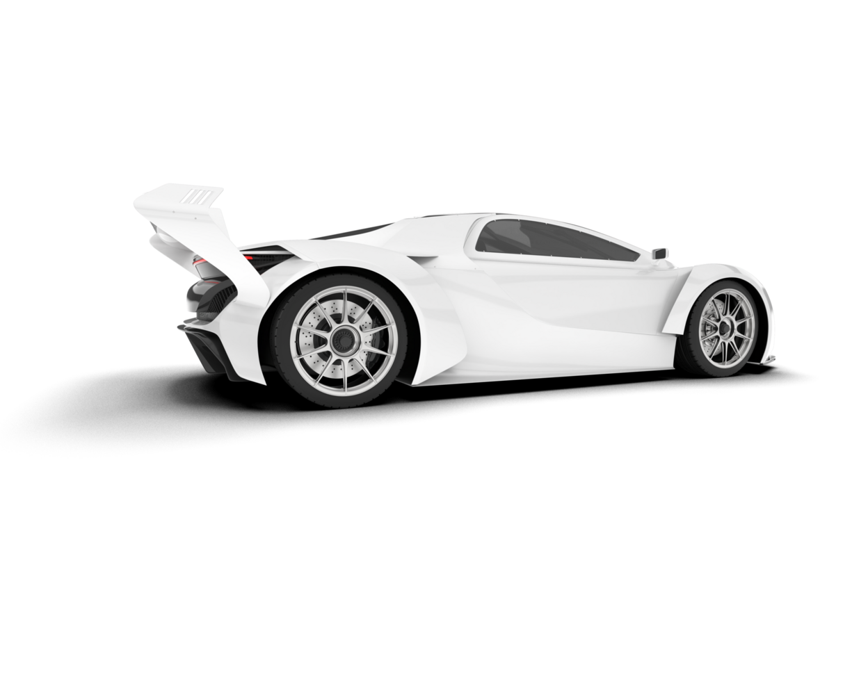 White sport car on transparent background. 3d rendering - illustration png