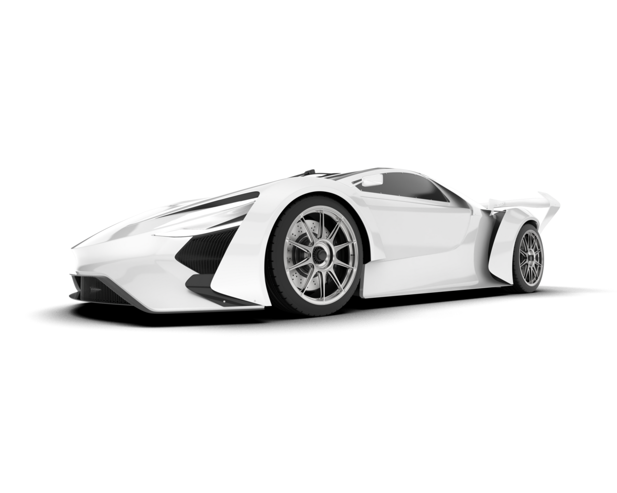 White sport car on transparent background. 3d rendering - illustration png