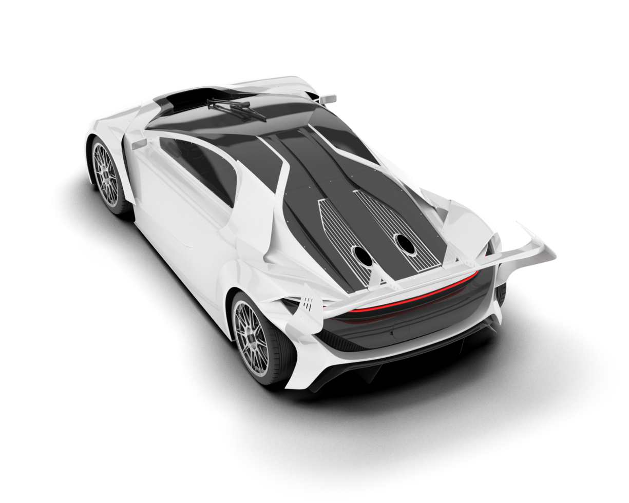 White sport car on transparent background. 3d rendering - illustration png