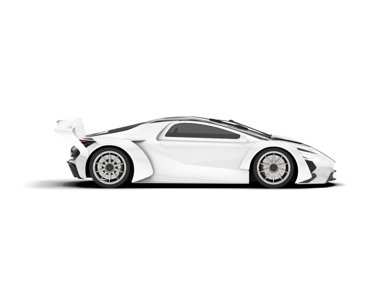 White sport car on transparent background. 3d rendering - illustration png