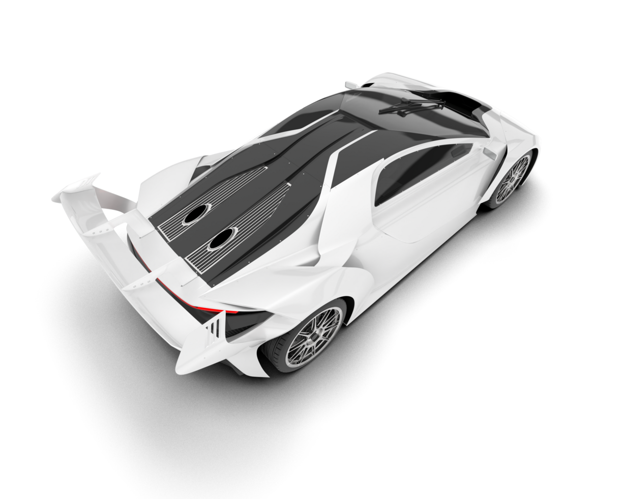 White sport car on transparent background. 3d rendering - illustration png