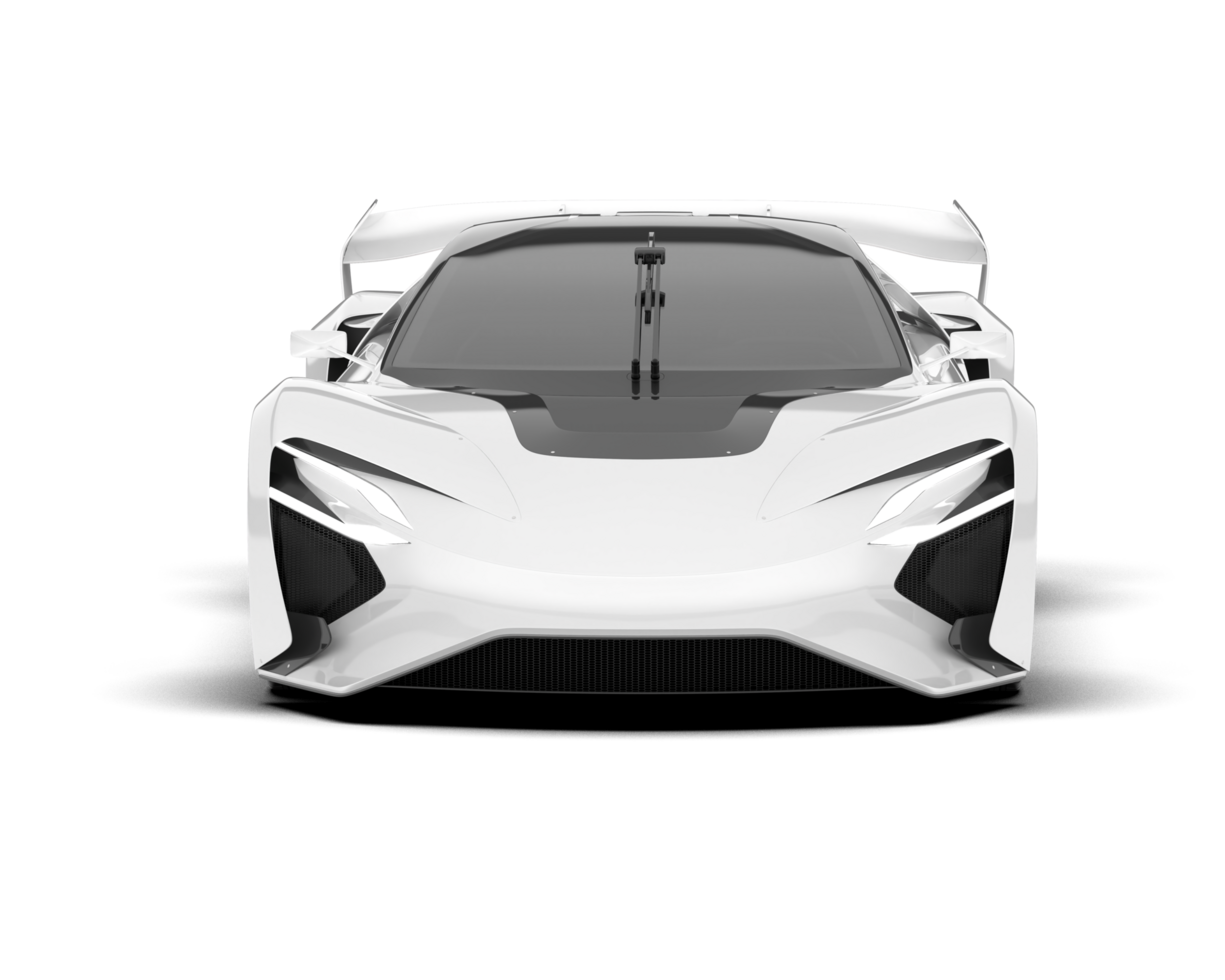White sport car on transparent background. 3d rendering - illustration png