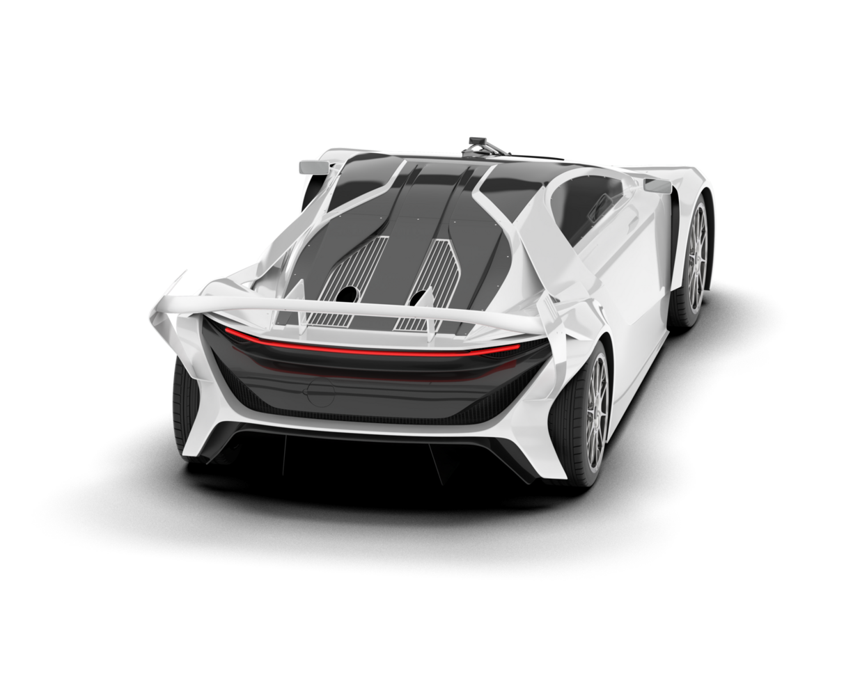White sport car on transparent background. 3d rendering - illustration png