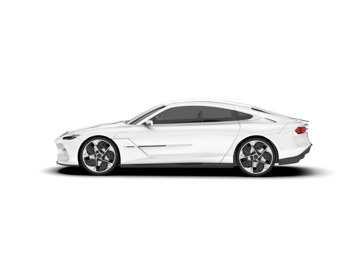 White sport car on transparent background. 3d rendering - illustration png