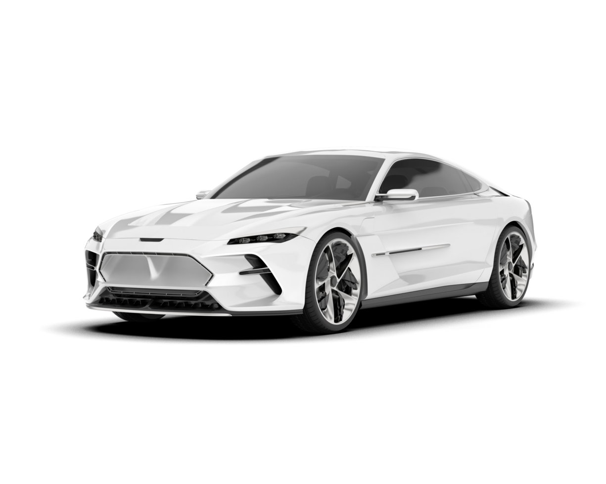 White sport car on transparent background. 3d rendering - illustration png