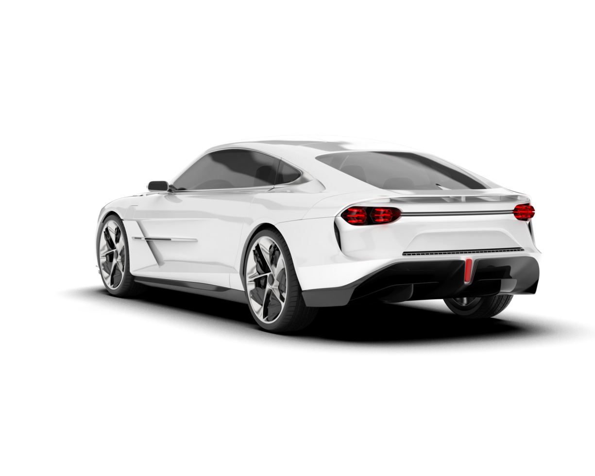 White sport car on transparent background. 3d rendering - illustration png