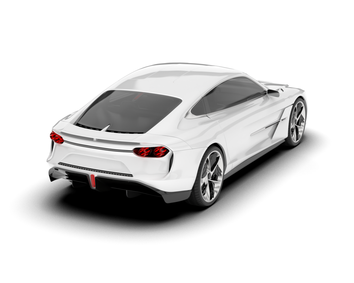 White sport car on transparent background. 3d rendering - illustration png