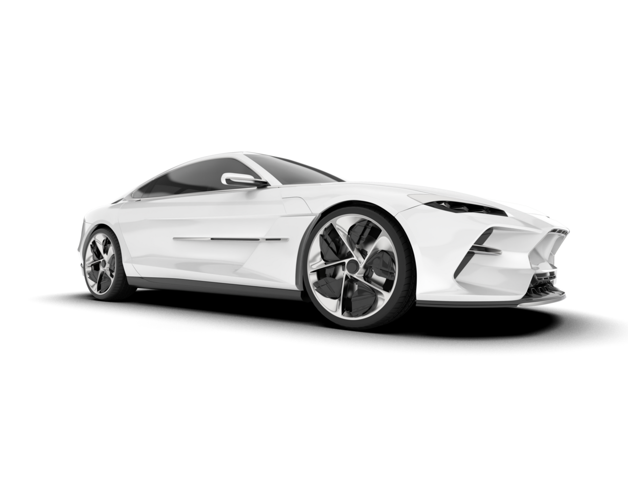 White sport car on transparent background. 3d rendering - illustration png
