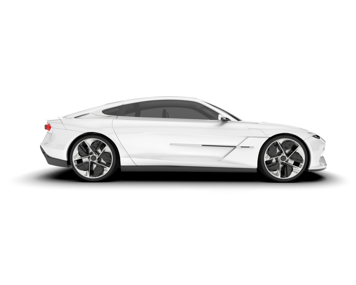 White sport car on transparent background. 3d rendering - illustration png