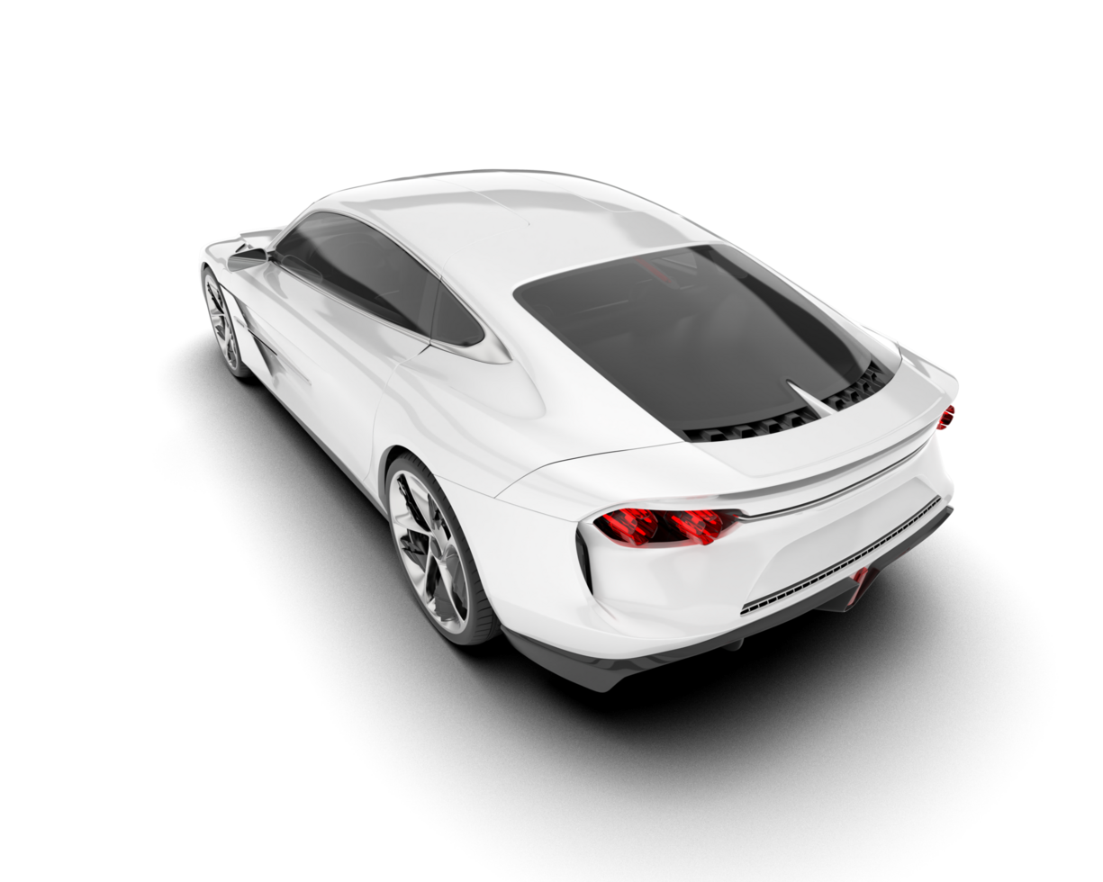White sport car on transparent background. 3d rendering - illustration png